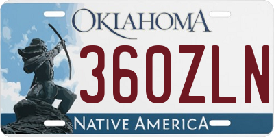 OK license plate 360ZLN