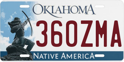 OK license plate 360ZMA