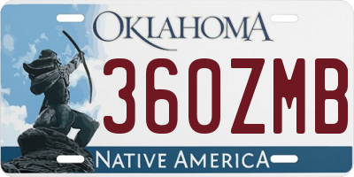 OK license plate 360ZMB