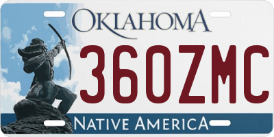OK license plate 360ZMC