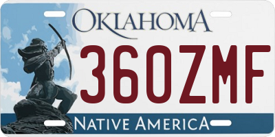 OK license plate 360ZMF