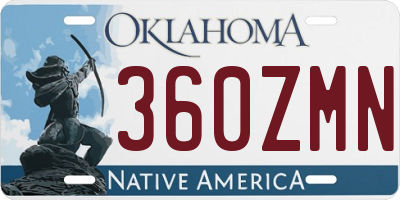 OK license plate 360ZMN