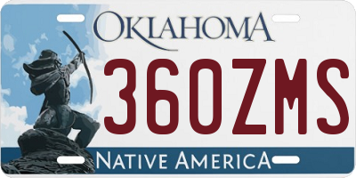 OK license plate 360ZMS