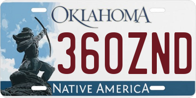 OK license plate 360ZND