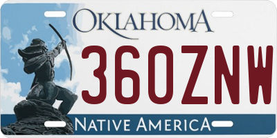 OK license plate 360ZNW