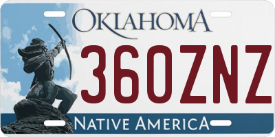 OK license plate 360ZNZ
