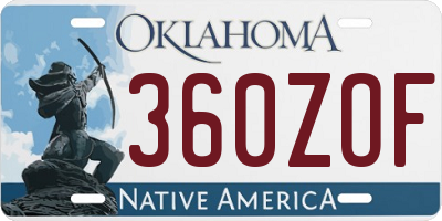 OK license plate 360ZOF