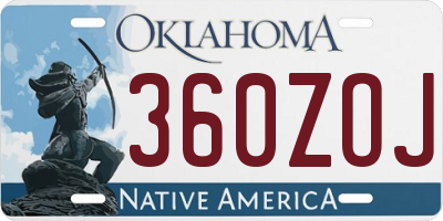 OK license plate 360ZOJ