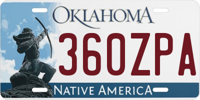 OK license plate 360ZPA