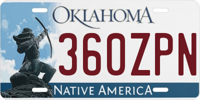 OK license plate 360ZPN