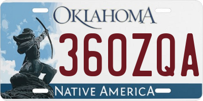 OK license plate 360ZQA