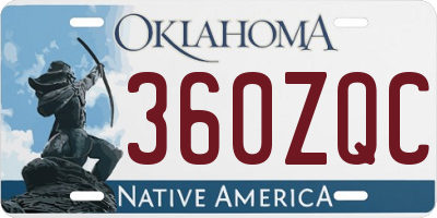 OK license plate 360ZQC