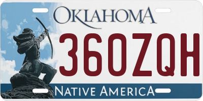 OK license plate 360ZQH