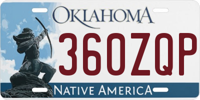 OK license plate 360ZQP