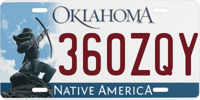 OK license plate 360ZQY