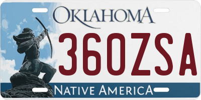 OK license plate 360ZSA