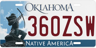 OK license plate 360ZSW