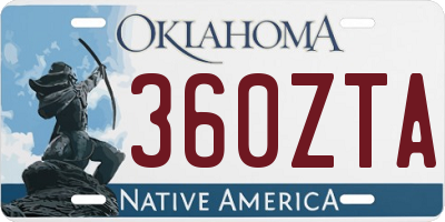 OK license plate 360ZTA