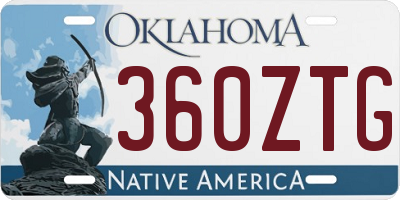 OK license plate 360ZTG