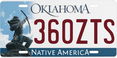 OK license plate 360ZTS