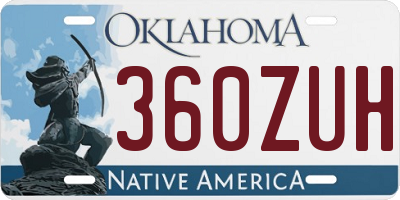 OK license plate 360ZUH