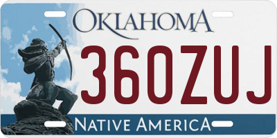 OK license plate 360ZUJ