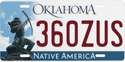 OK license plate 360ZUS