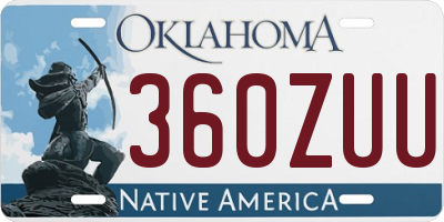 OK license plate 360ZUU