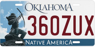 OK license plate 360ZUX