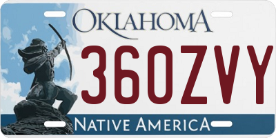 OK license plate 360ZVY