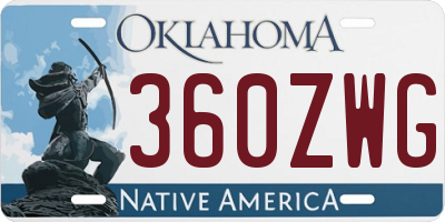 OK license plate 360ZWG