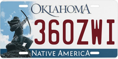 OK license plate 360ZWI