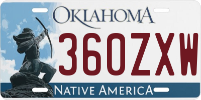 OK license plate 360ZXW