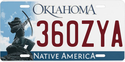 OK license plate 360ZYA