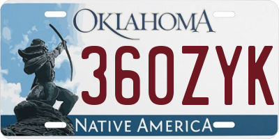 OK license plate 360ZYK
