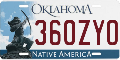 OK license plate 360ZYO