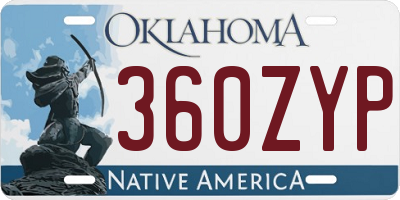 OK license plate 360ZYP