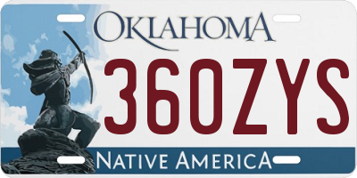 OK license plate 360ZYS