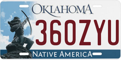 OK license plate 360ZYU