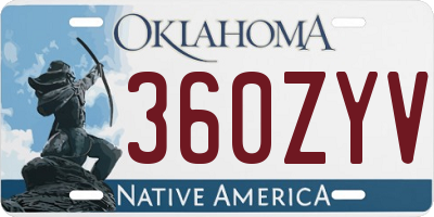 OK license plate 360ZYV