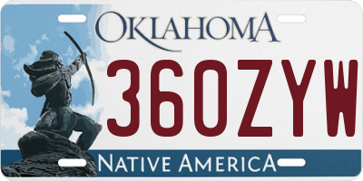 OK license plate 360ZYW