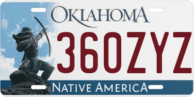 OK license plate 360ZYZ