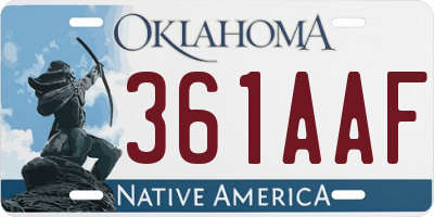 OK license plate 361AAF