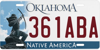 OK license plate 361ABA