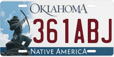 OK license plate 361ABJ