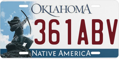 OK license plate 361ABV