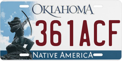 OK license plate 361ACF