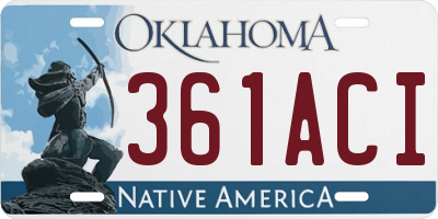 OK license plate 361ACI