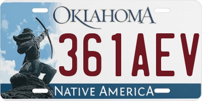 OK license plate 361AEV