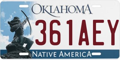 OK license plate 361AEY
